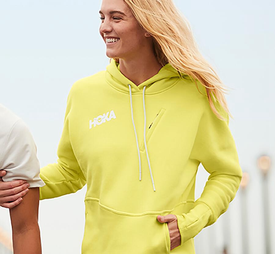 Hoodie Womens - Hoka One One Performance - Yellow - JSNKEXM-85